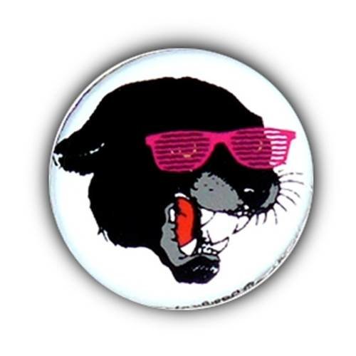 Badge panther sunglasses funny fun pop fluo electro pink ø25mm