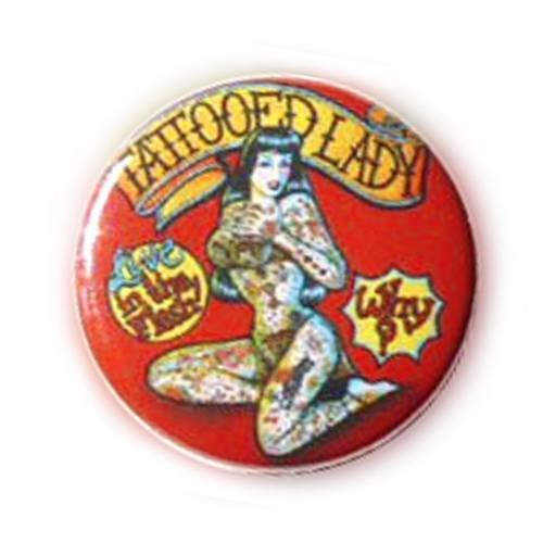 Badge dame tattooee pin up rockabilly burlesque rock punk kustom ø25mm
