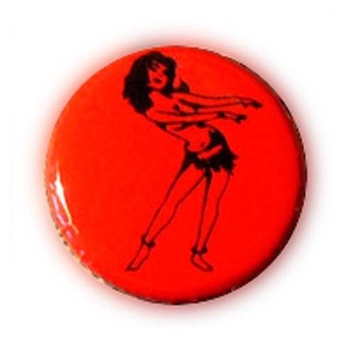 Badge tiki vahinee tattoo danse noir sur fond rouge ø25mm rockabilly
