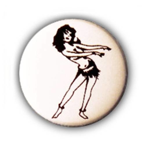 Badge tiki vahinee tattoo danse noir sur fond blanc ø25mm rockabilly