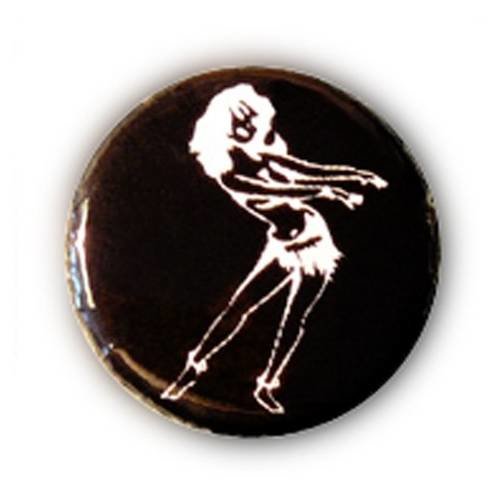 Badge tiki vahinee tattoo danse blanc sur fond noir ø25mm rockabilly