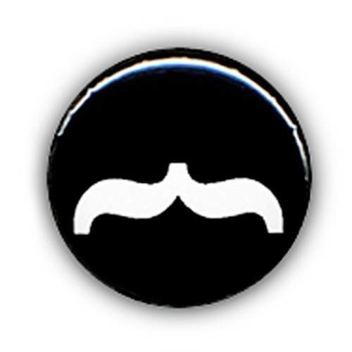 Badge stylish moustache mustache blanc/noir ø25mm pop vintage