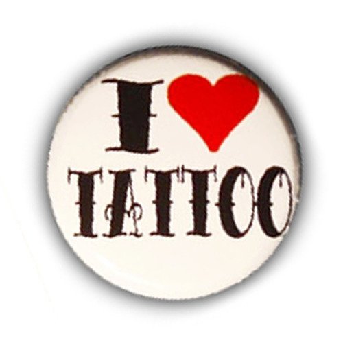 Badge i ♥ love tattoo 2 heart coeur punk rock pins ø25mm vintage