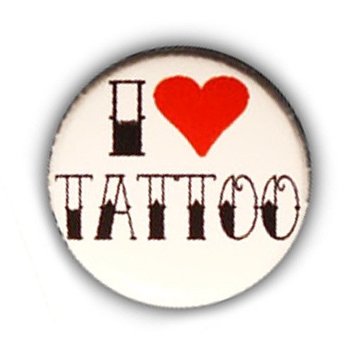 Badge i ♥ love tattoo 1 heart coeur punk rock pins ø25mm pop vintag