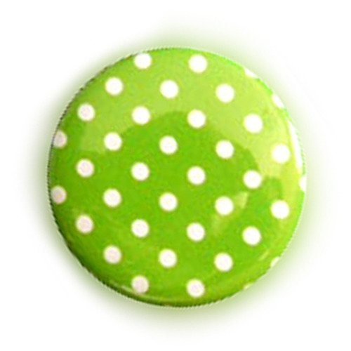 Badge a pois blanc fond vert polka dots rockabilly rock ø25mm 