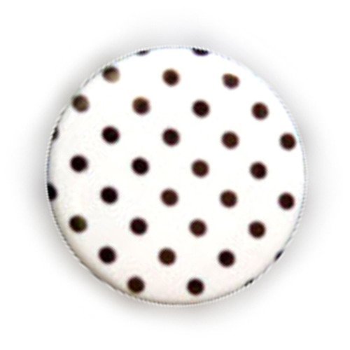 Badge a pois noir fond blanc polka dots rockabilly rock ø25mm