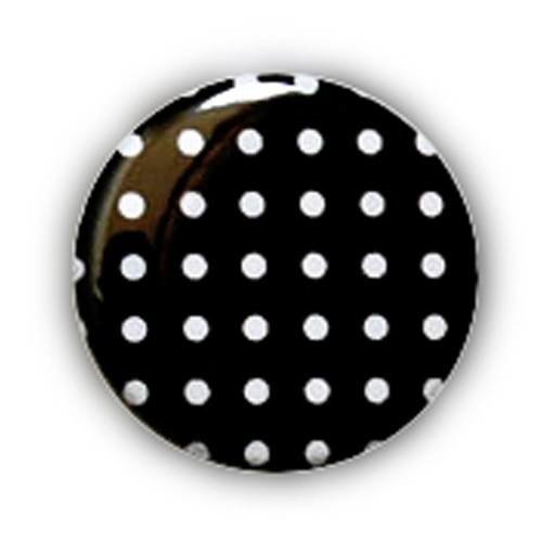 Badge a pois blanc fond noir polka dots rockabilly rock ø25mm