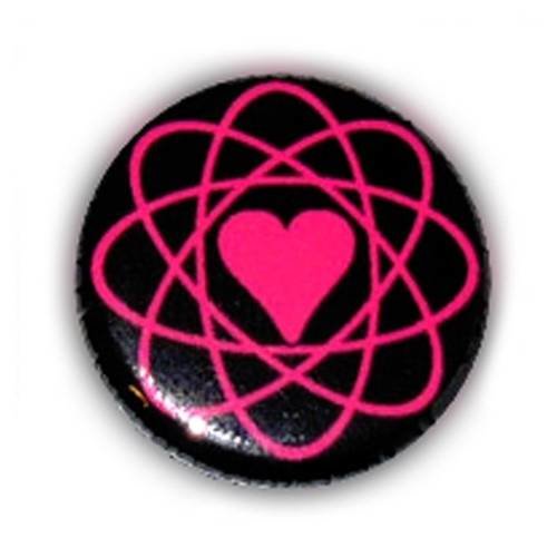 Badge ♥ coeur universe rose/noir love kustom tattoo rock ø25mm