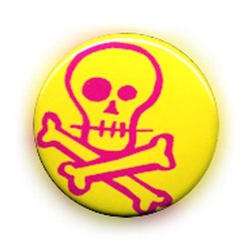 Badge skull rose fond jaune tete de mort punk rock japan cosplay ø25mm