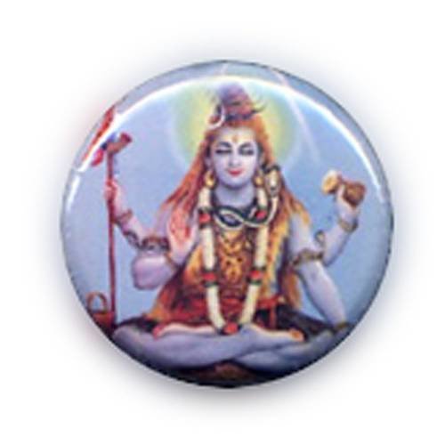Badge lord shiva divinité chance lucky zen cool indou 70's  ø25mm