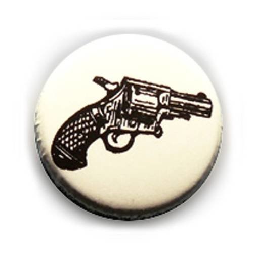 Badge revolver colt pistolet noir/blanc rockabilly rock western ø25mm