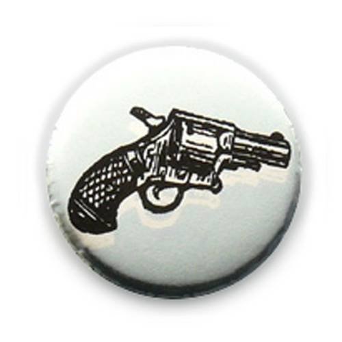 Badge revolver colt pistolet noir/ciel rockabilly rock western ø25mm