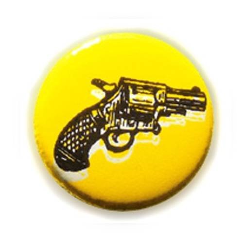 Badge revolver colt pistolet noir/jaune rockabilly rock western ø25mm