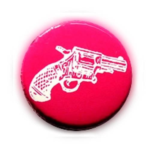 Badge revolver colt pistolet blanc/rose rockabilly rock western ø25mm