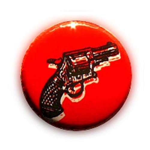 Badge revolver colt pistolet noir/rouge rockabilly rock western ø25mm