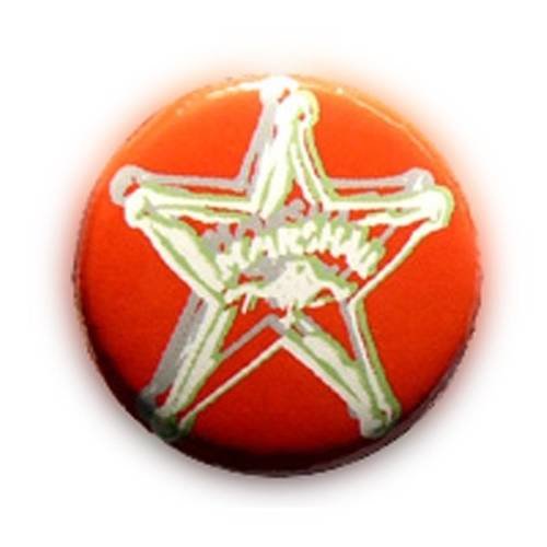 Badge etoile marshall sherif blanc/rouge cowboy country rock ø25mm