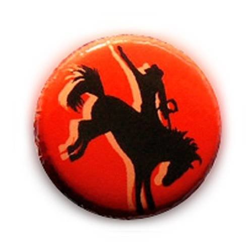 Badge rodeo cowboy noir/rouge country western cheval equitation ø25mm