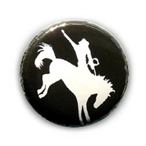 Badge rodeo cowboy blanc/noir country western cheval equitation ø25mm