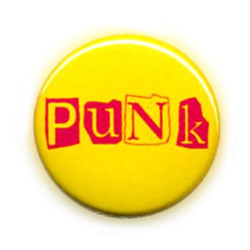 Badge punk logo rose / jaune oldie pop rock goth mode culture ø25mm