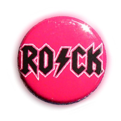 Badge ro/ck noir / rose metal pop rock goth mode culture kawaii ø25mm