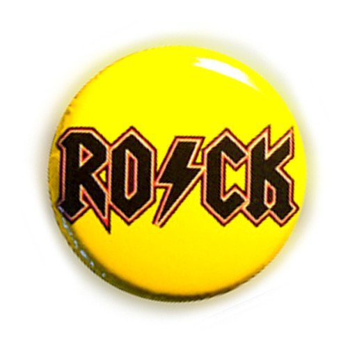 Badge ro/ck noir / jaune metal pop rock mode culture kawaii ø25mm