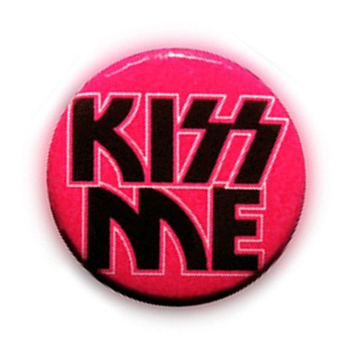 Badge kiss'me noir /rose metal pop rock mode culture kawaii ø25mm