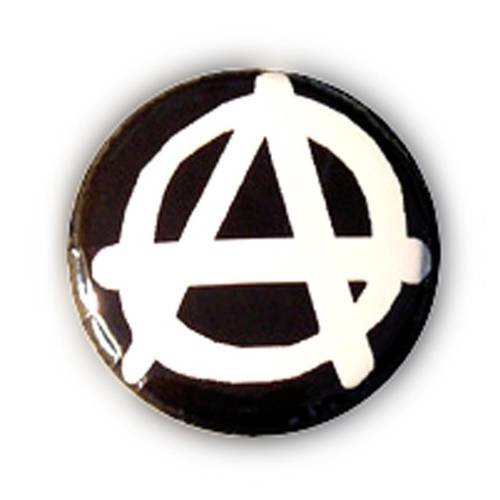 Badge a anarchist anarchie blanc/fond noir punk rock goth retro ø25mm