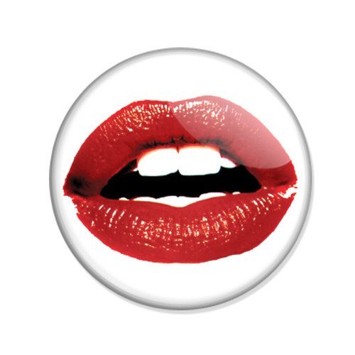Badge bouche rouge glossy levres dents lick lips pop sexy glamour pin up button pins - ø25mm - 1 inch