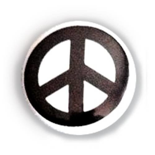 Badge peace and love noir sur fond blanc ø25 mm rock punk pop badges