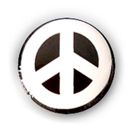 Badge peace and love blanc sur fond noir ø25 mm rock punk pop badges
