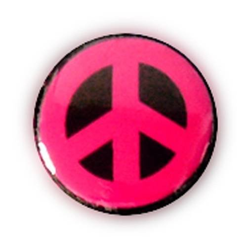 Badge peace and love rose sur fond noir ø25 mm rock punk pop badges