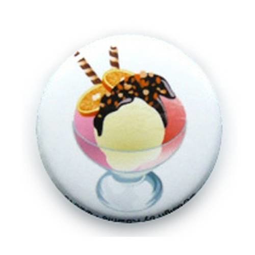 Badge coupe glace vanille fraise ice gourmand kawaii ø25mm badges pin