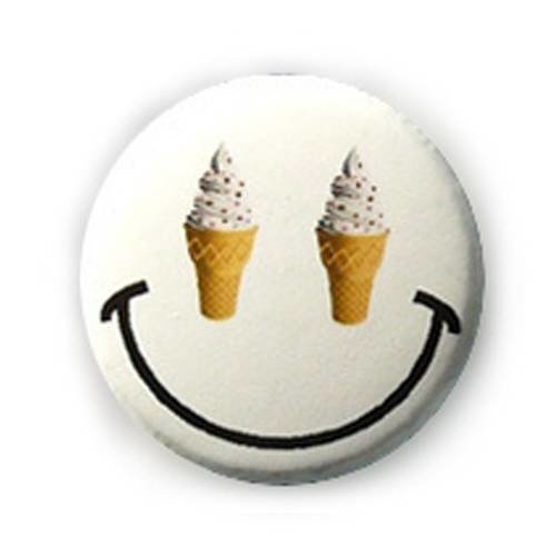 Badge emoticon sourire cornet vanille pepites eyes ice cream yummy ø25mm badges