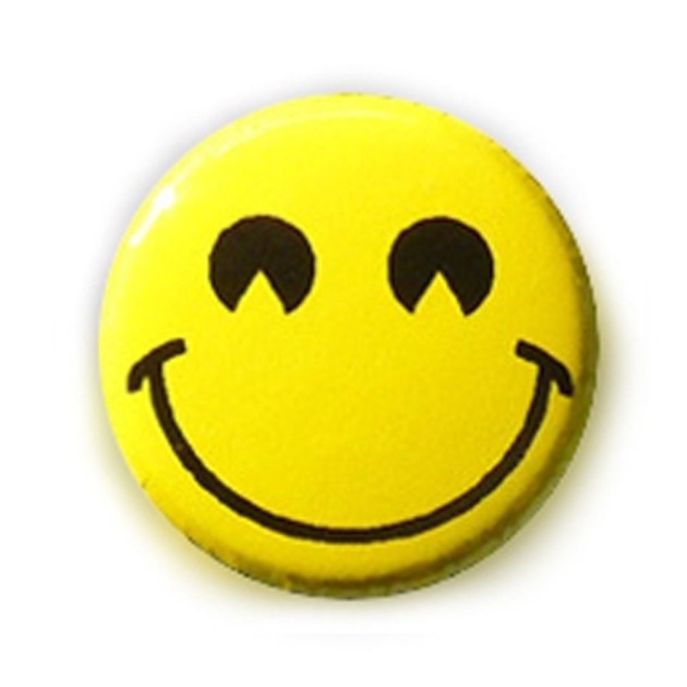 Pin Button Badge Ø25mm 1" Smiley Face Jaune Yellow Smile Sourire Emoticon 