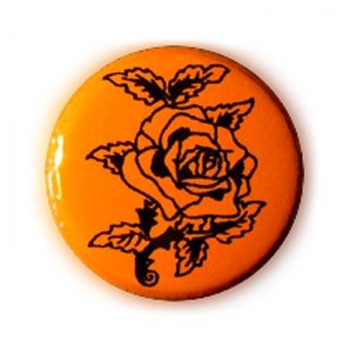 Badge rose tattoo noir/orange rockabilly rock punk luck love ø25mm