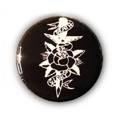 Badge death or glory tattoo blanc/noir rock punk custom ø25mm