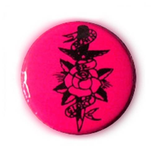 Badge death or glory tattoo noir/rose rock punk custom ø25mm