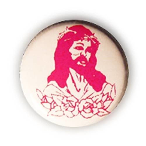 Badge jesus tattoo rose fond blanc christ latino rockabilly ø25mm