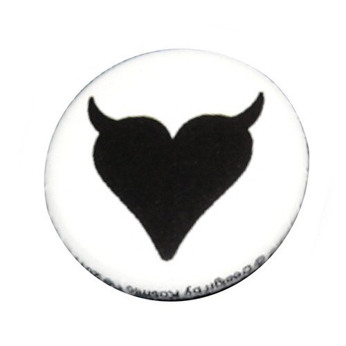 Badge ♥ coeur demon devil noir / blanc love kawaii ø25mm