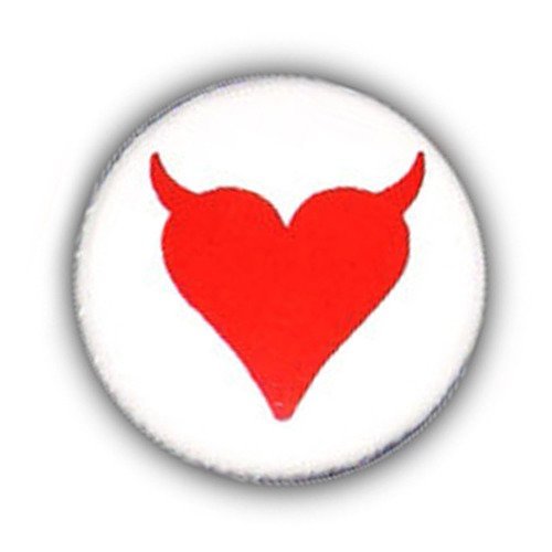 Badge ♥ coeur demon devil rouge / blanc love kawaii ø25mm