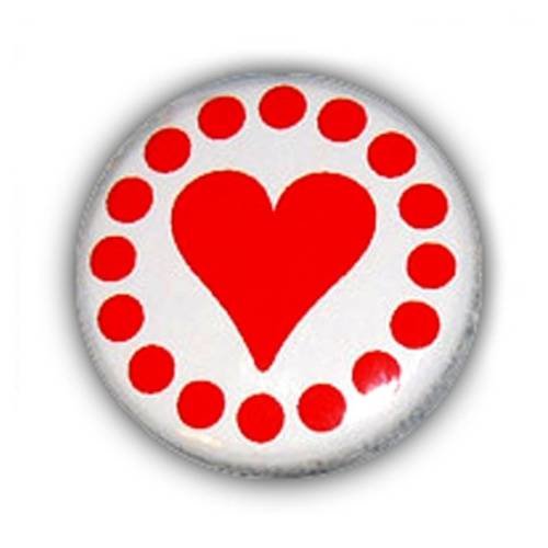 Badge ♥ coeur love pois rouge/blanc  kawaii tattoo ø25mm