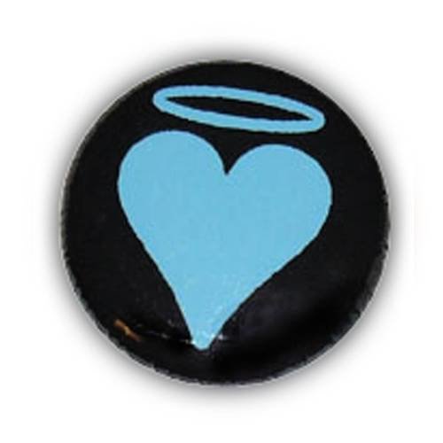 Badge ♥ coeur heart ange ciel/noir love tattoo kawaii ø25mm