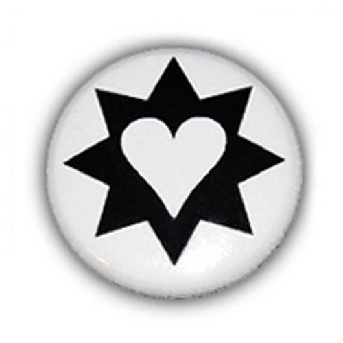 Badge ♥ coeur etoile noir/blanc kawaii tattoo rockabilly ø25mm