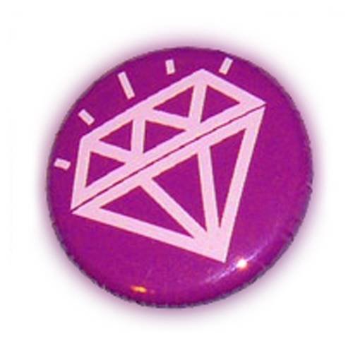 Badge diamond rose pale / violet diamant kawaii tattoo ø25mm