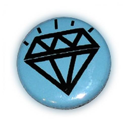 Badge diamond noir / fond ciel diamant kawaii tattoo rockabilly ø25mm