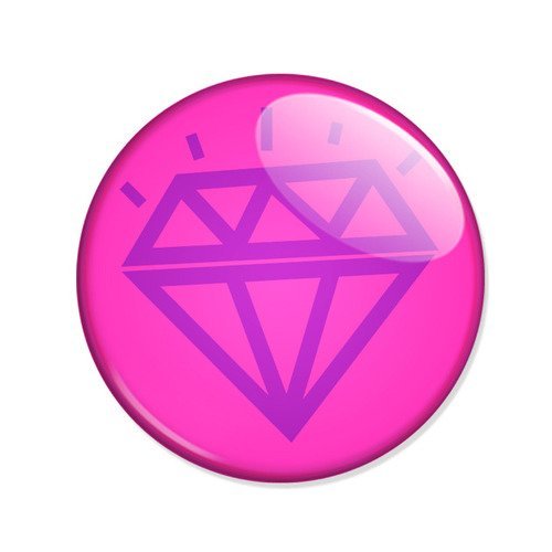 Badge diamond violet / rose diamant kawaii tattoo rockabilly ø25mm