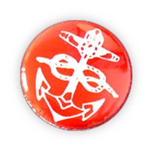 Badge ancre marine blanc/rouge tattoo anchor rockabilly rock ø25mm