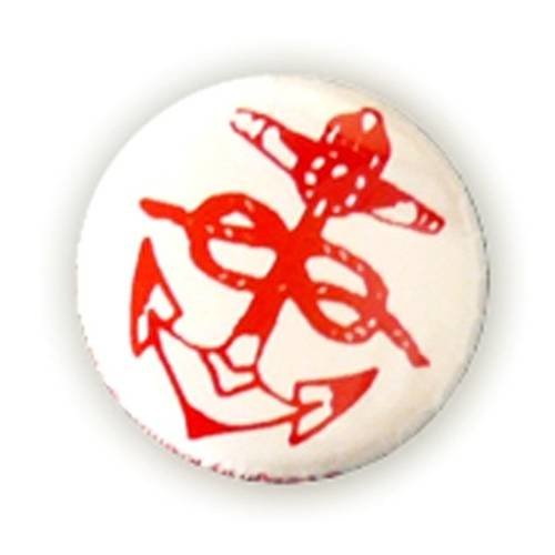 Badge ancre marine rouge/blanc tattoo anchor rockabilly rock ø25mm