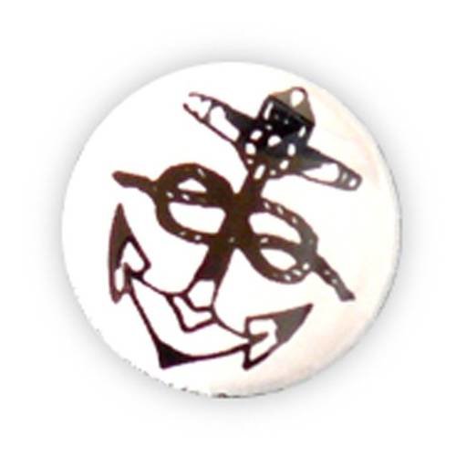 Badge ancre marine noir/blanc tattoo anchor rockabilly rock ø25mm