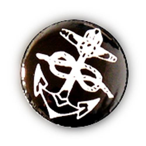 Badge ancre marine blanc/noir tattoo anchor rockabilly rock ø25mm
